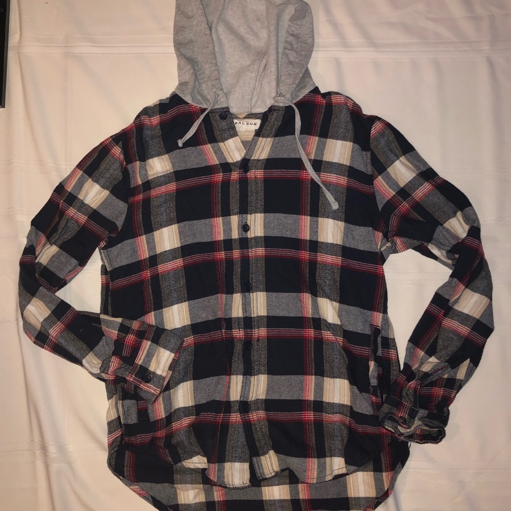 PacSun Tryst Hooded Plaid Flannel Shirt